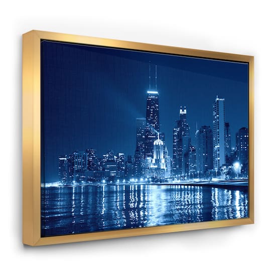 Designart - Blue Chicago Skyline Night